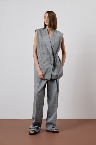 Жилет с асимметричным запахом VASSA CODE, пол female, цвет серый, фото №3