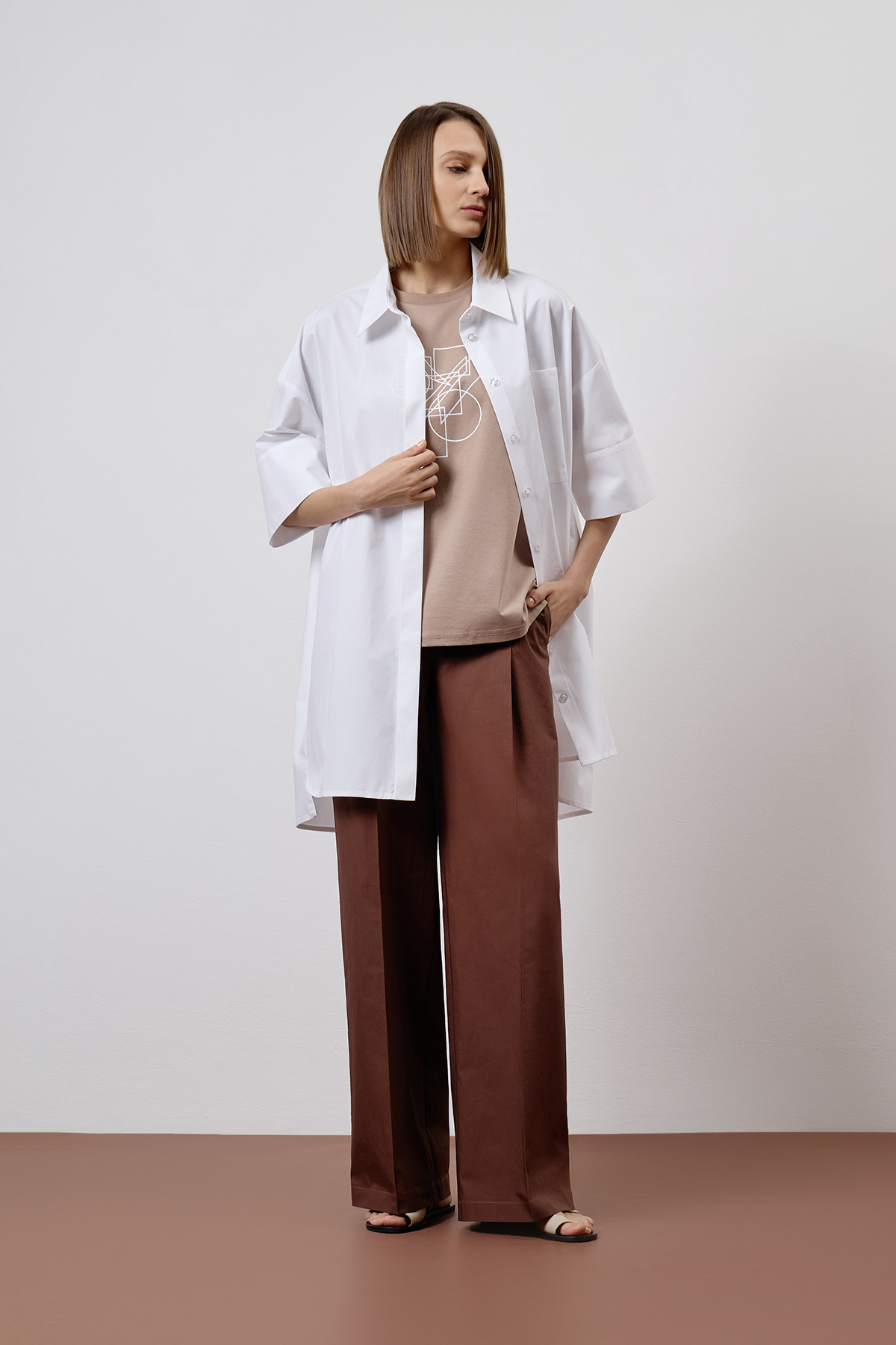 Удлиненная рубашка VASSA CODE, пол female, цвет white, фото №3