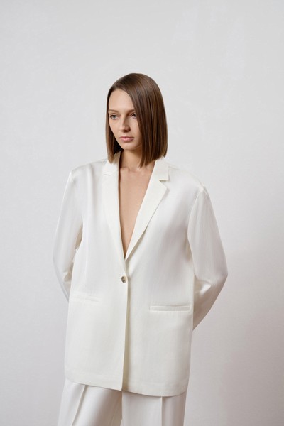 Жакет однобортный белый VASSA CODE, пол женский, цвет белый, фото №4