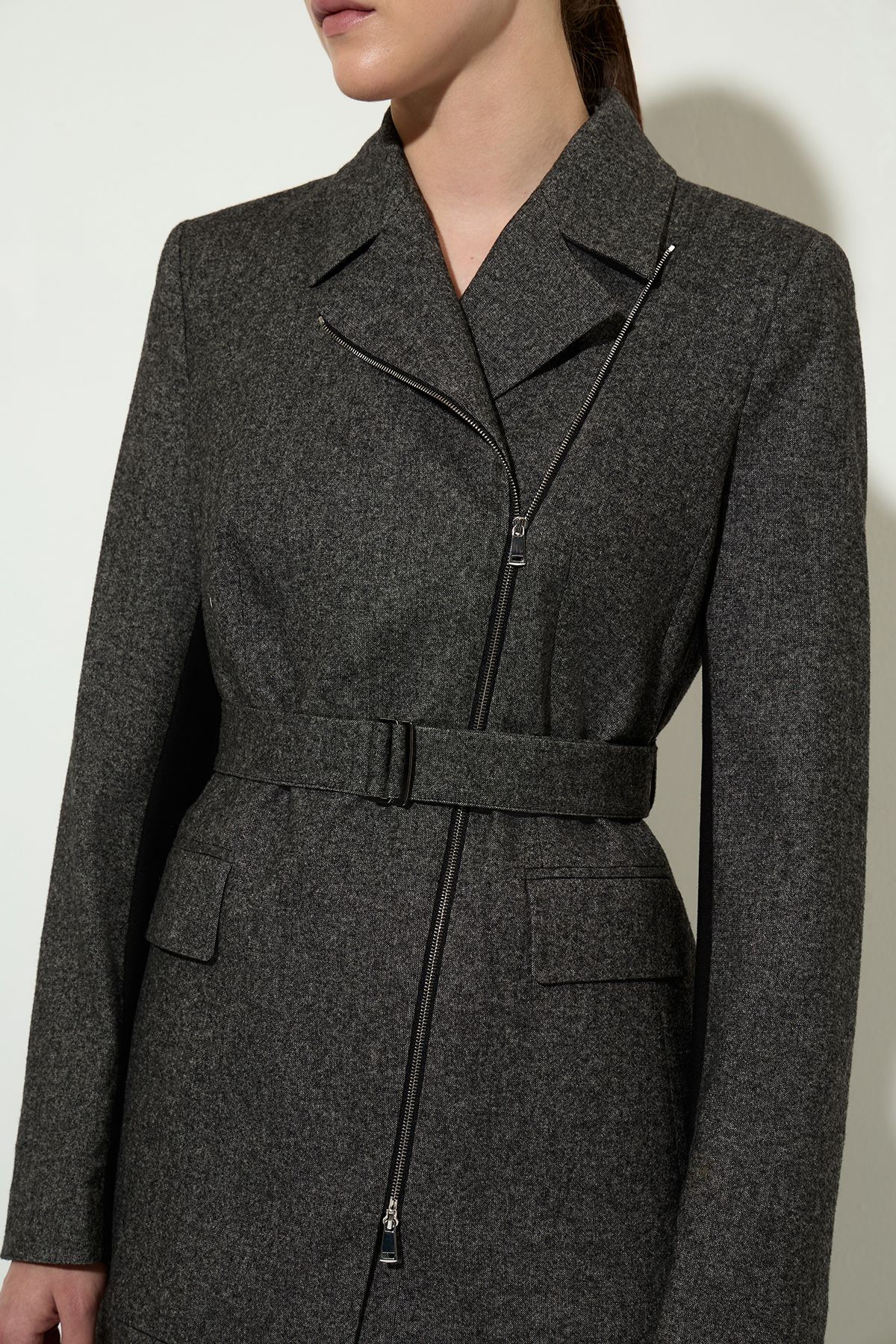 Жакет на молнии с поясом VASSA&Co, пол female, цвет серый, фото №4