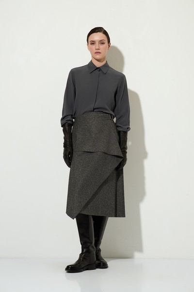 Юбка с асимметричным запахом VASSA&Co, пол женский, цвет серый, фото №5