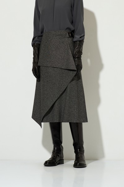 Юбка с асимметричным запахом VASSA&Co, пол женский, цвет серый, фото №2