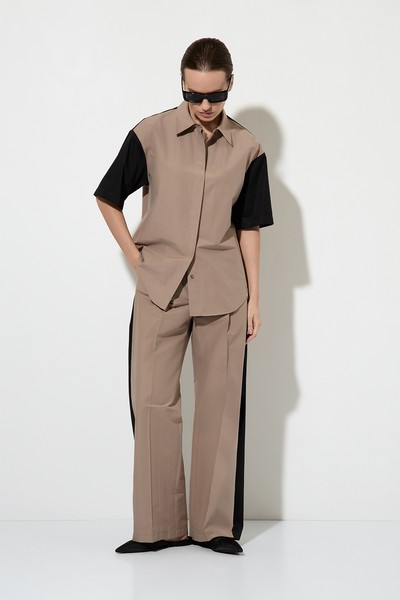 Рубашка color block VASSA&Co, пол женский, цвет коричневый, фото №2