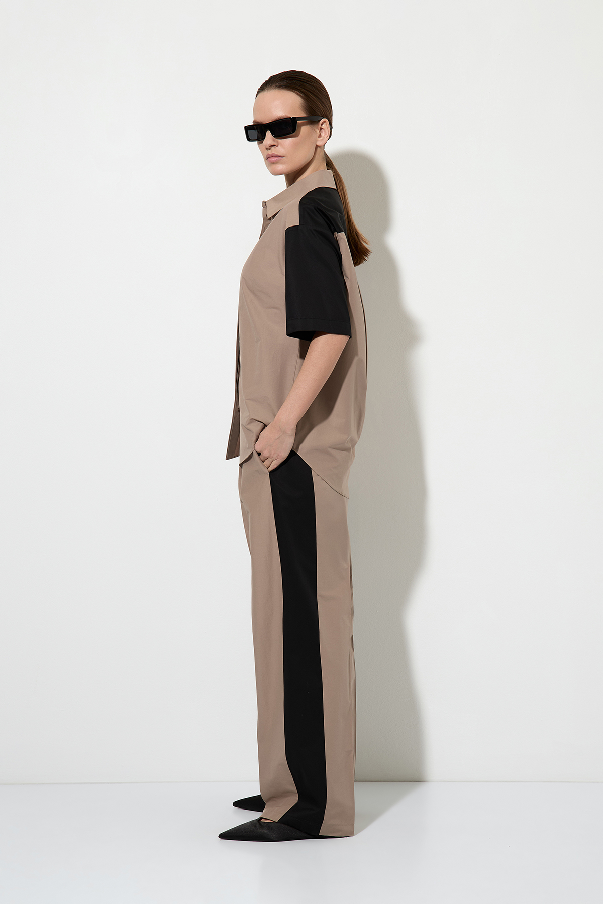 Рубашка color block VASSA&Co, пол женский, цвет коричневый, фото №6