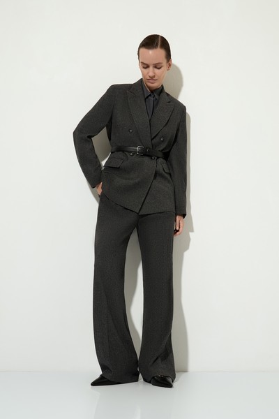 Двубортный жакет из шерсти и вискозы VASSA&Co, пол женский, цвет серый, фото №4