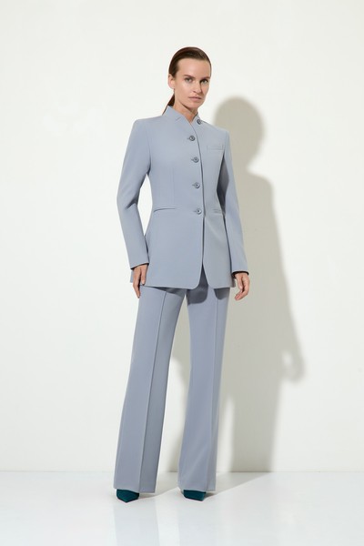 Однобортный жакет с воротником-стойкой VASSA&Co, пол женский, цвет голубой, фото №5