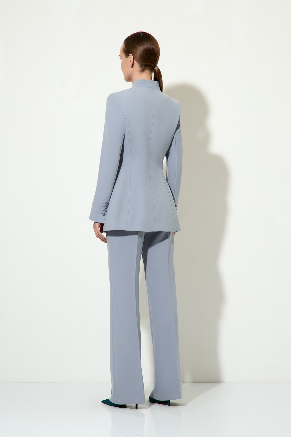 Однобортный жакет с воротником-стойкой VASSA&Co, пол женский, цвет голубой, фото №7