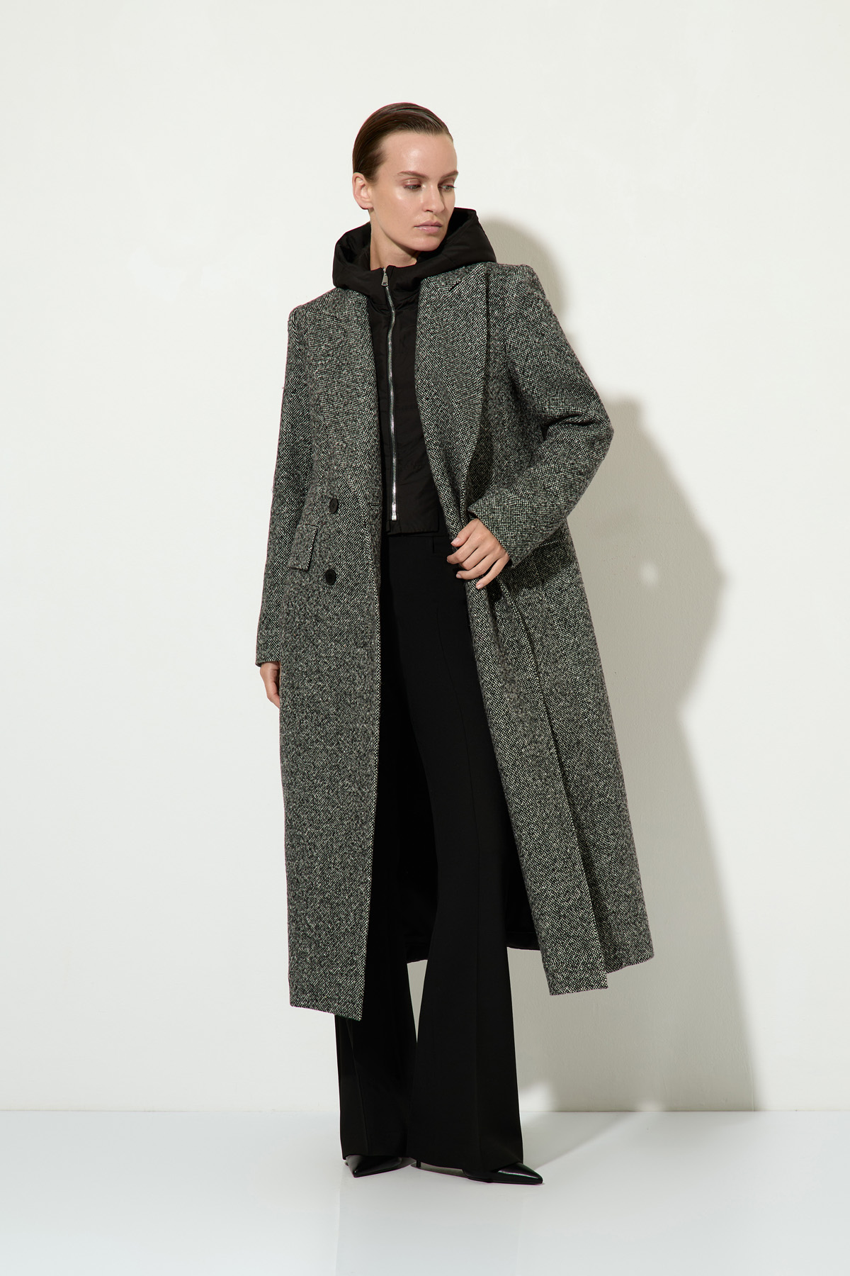 Пальто со съемной деталью VASSA&Co, пол женский, цвет черный, фото №4