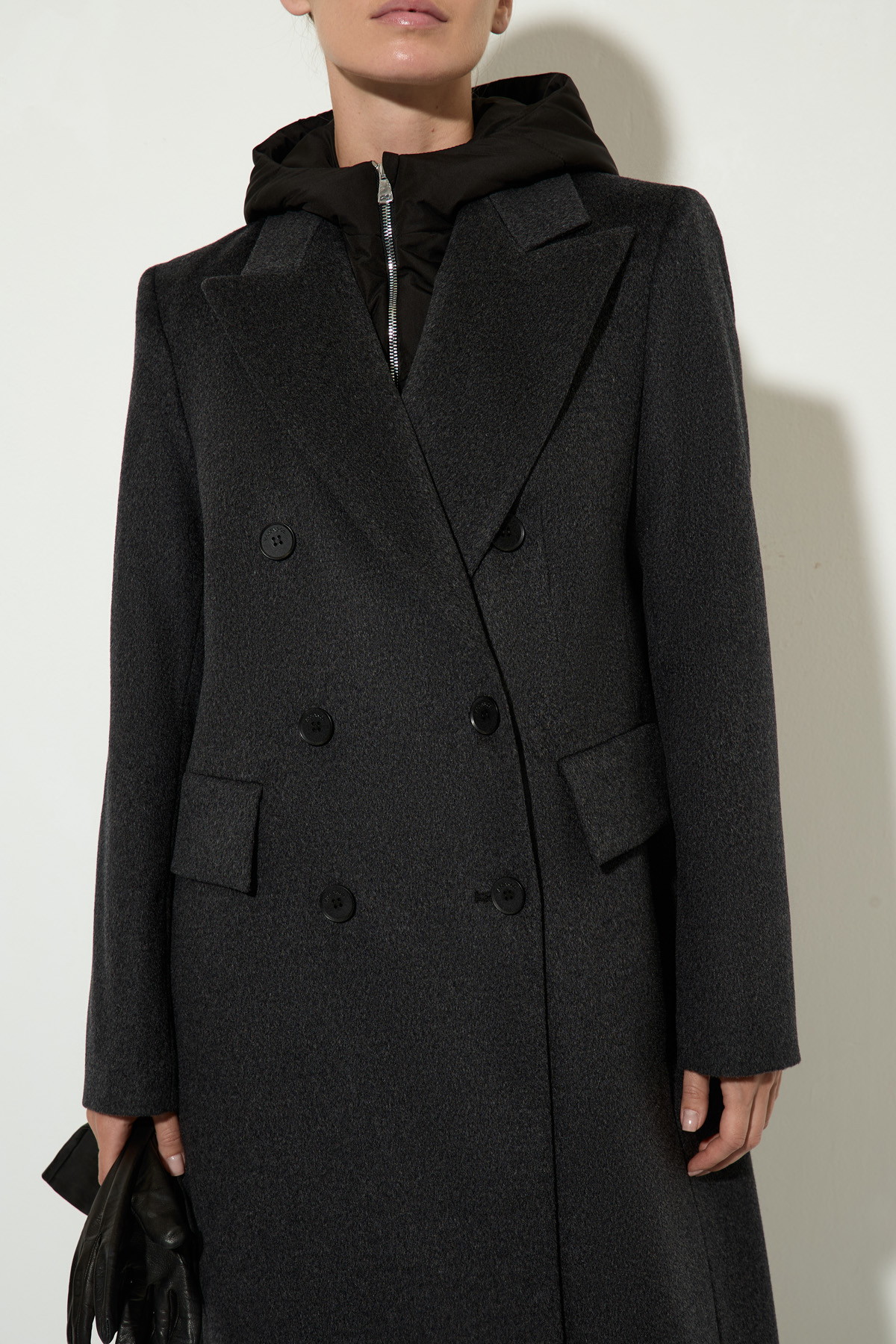 Пальто из шерсти и кашемира со съемной деталью VASSA&Co, пол женский, цвет серый, фото №2