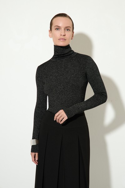 Водолазка с люрексом VASSA&Co, пол женский, цвет черный, фото №2