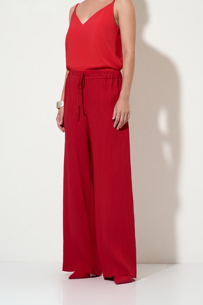 Брюки из жатой вискозы VASSA&Co, пол женский, цвет красный, фото №2