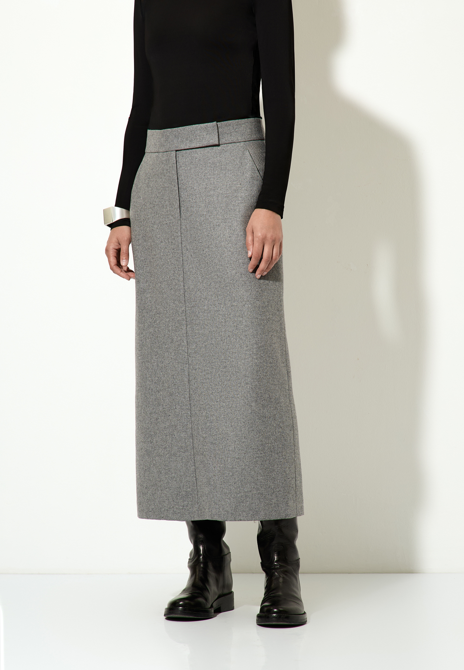 Юбка из полушерстяной ткани VASSA&Co, пол женский, цвет серый, фото №2