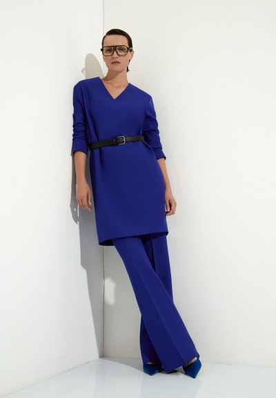 Платье со съемной манишкой VASSA&Co, пол женский, цвет синий, фото №4