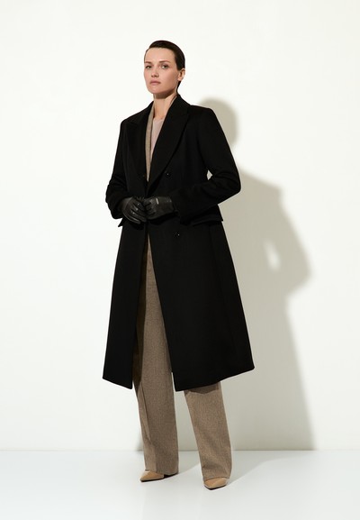 Приталенное пальто из шерсти и кашемира VASSA&Co, пол женский, цвет черный, фото №3