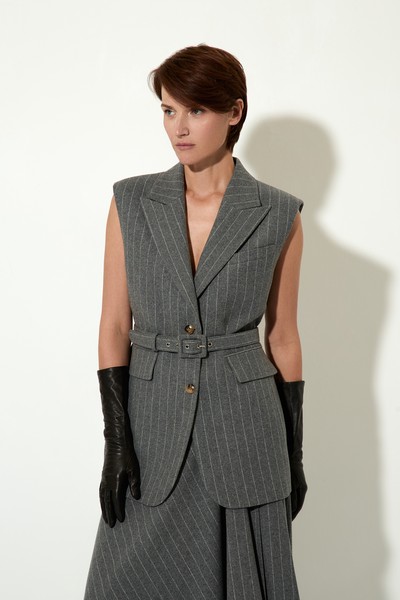 Жилет полушерстяной с поясом VASSA CODE, пол женский, цвет серый, фото №2