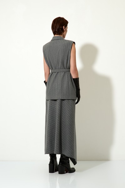 Жилет полушерстяной с поясом VASSA CODE, пол женский, цвет серый, фото №4