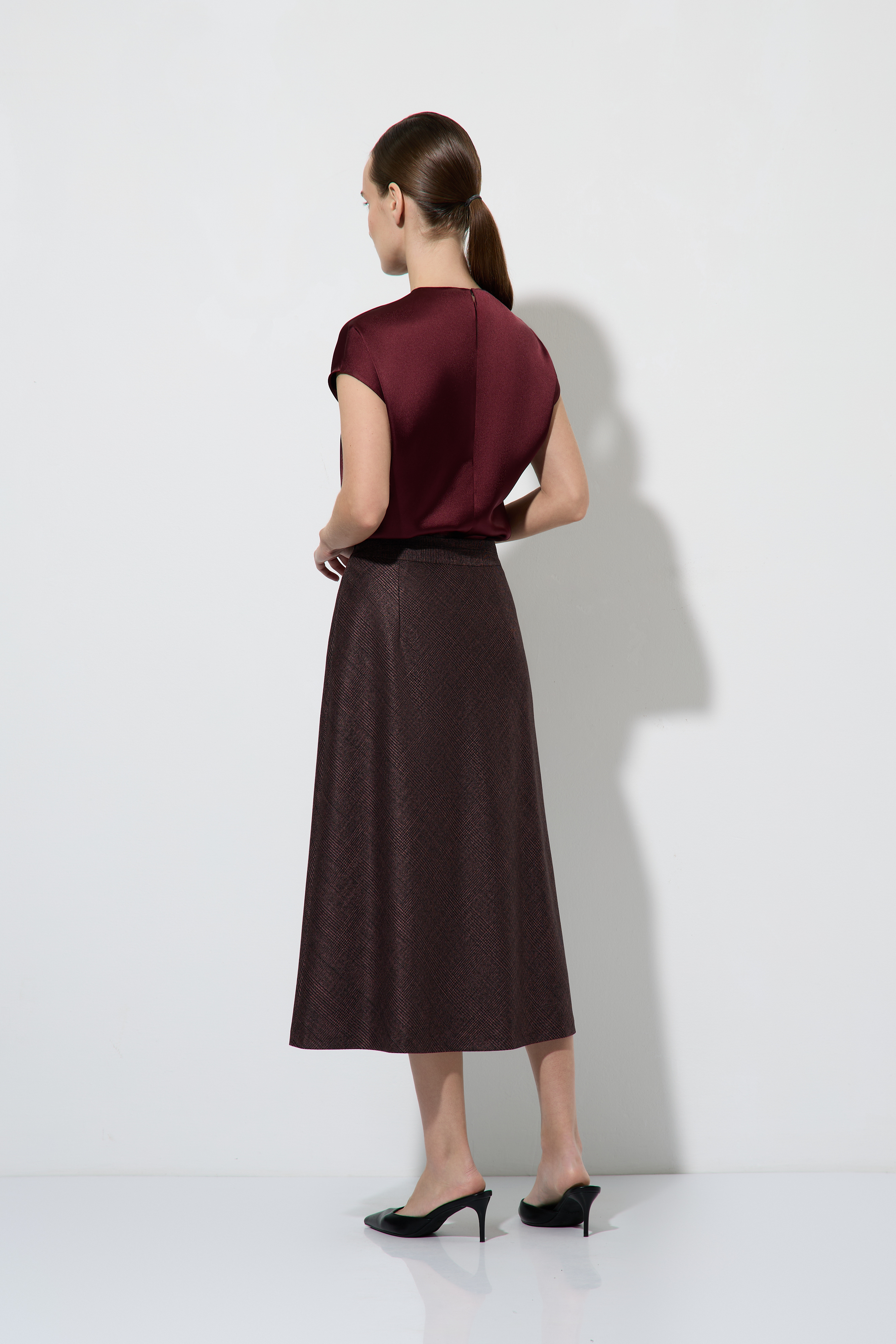 Юбка-миди в клетку VASSA&Co, пол женский, цвет бордовый, фото №5