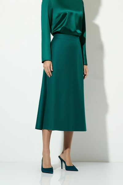 Юбка изумрудного цвета VASSA&Co, пол женский, цвет зеленый, фото №2