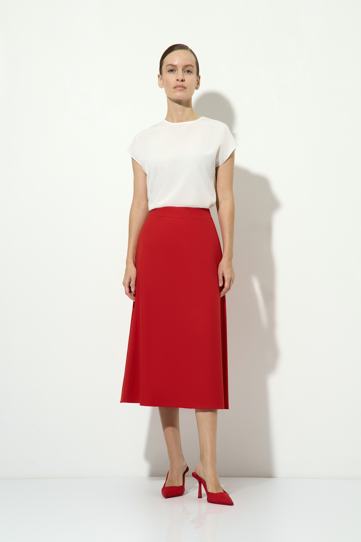 Юбка красного цвета VASSA&Co, пол женский, цвет красный, фото №5