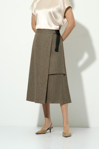 Юбка с асимметричной деталью VASSA&Co, пол женский, цвет коричневый, фото №5