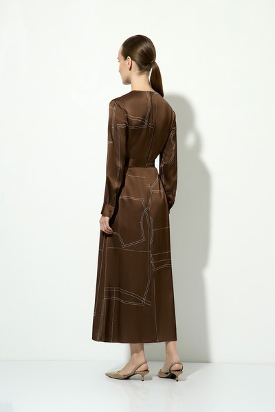 Платье атласное с принтом VASSA&Co, пол женский, цвет коричневый, фото №2