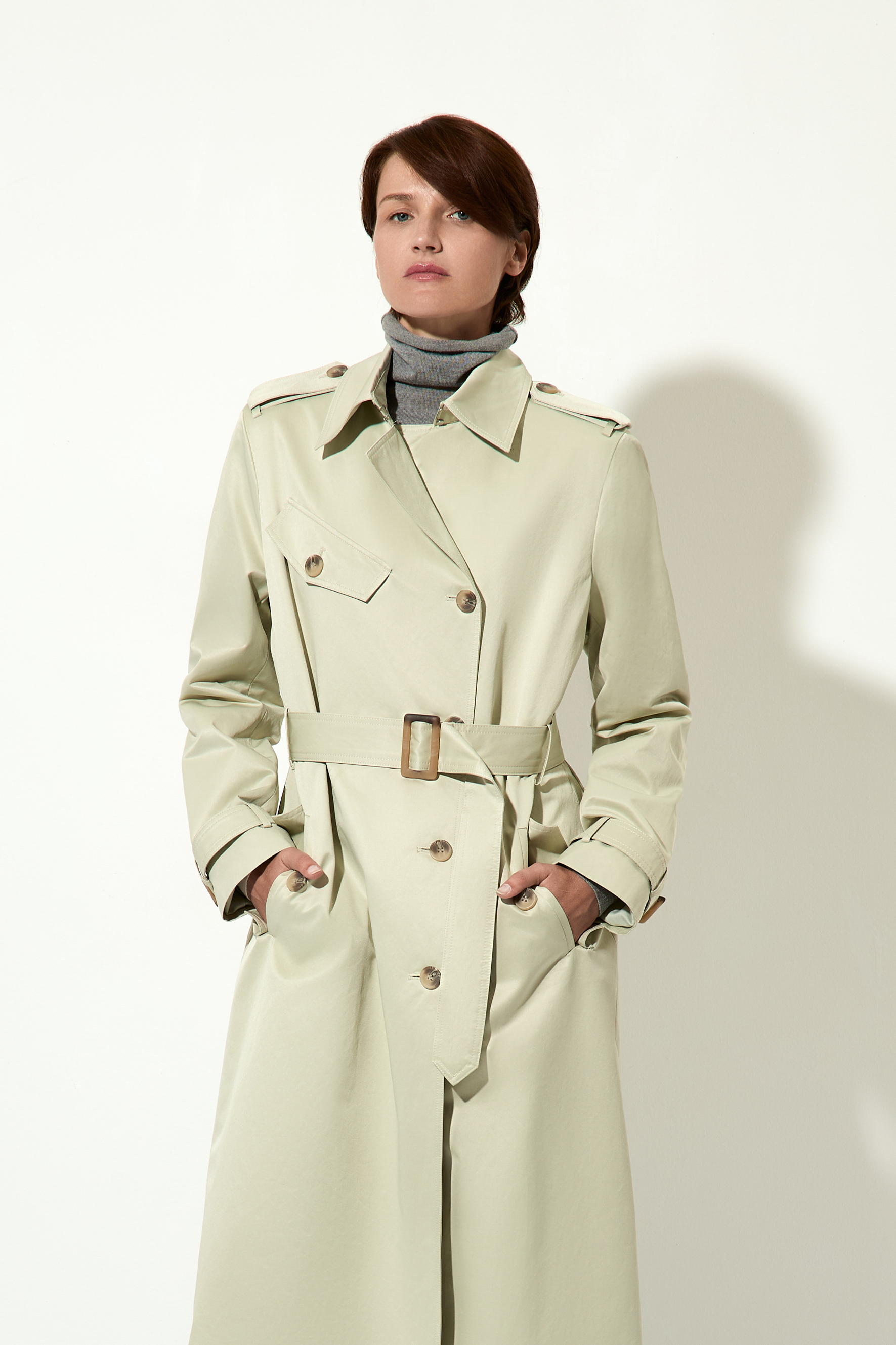 Тренч хлопковый VASSA CODE, пол женский, цвет серый, фото №2