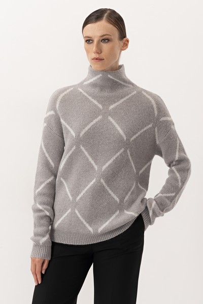 Джемпер из шерсти альпаки VASSA&Co, пол женский, цвет серый, фото №4