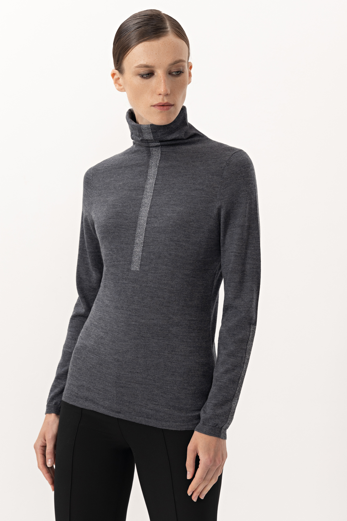 Водолазка из шерсти VASSA&Co, пол female, цвет серый, фото №2