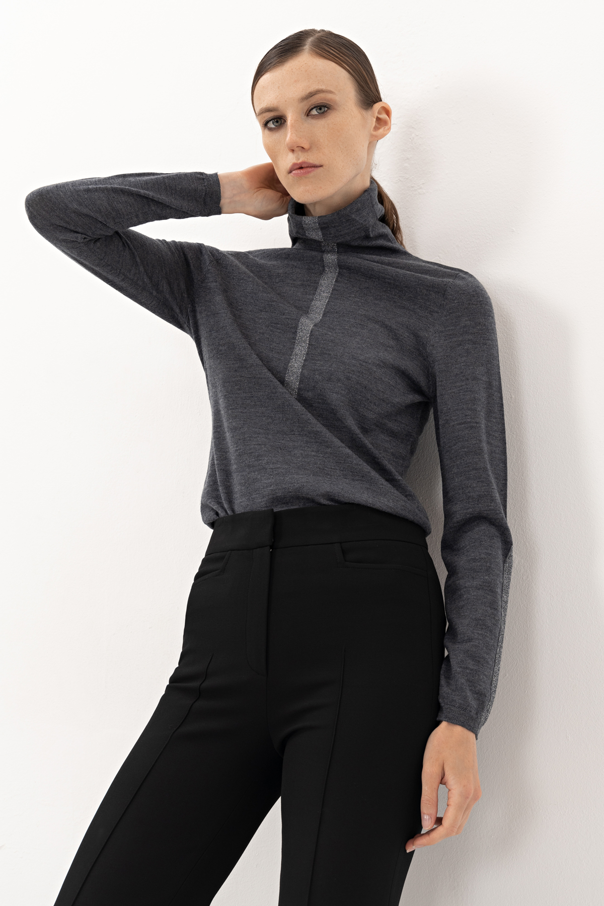 Водолазка из шерсти VASSA&Co, пол female, цвет серый, фото №4