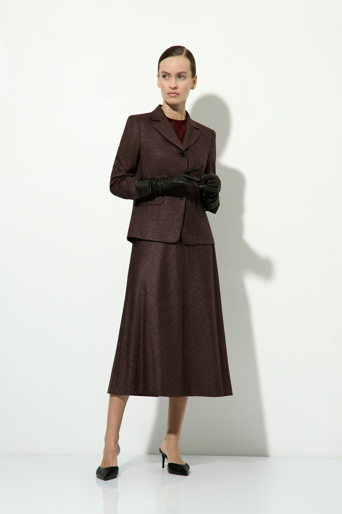 Юбка-миди в клетку VASSA&Co, пол женский, цвет бордовый, фото №7