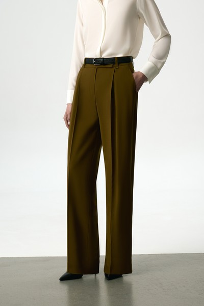 Брюки широкие VASSA&Co, пол женский, цвет зеленый, фото №8