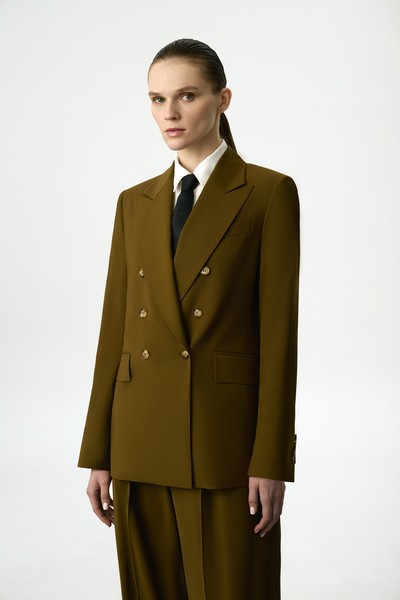 Жакет двубортный VASSA&Co, пол женский, цвет зеленый, фото №7