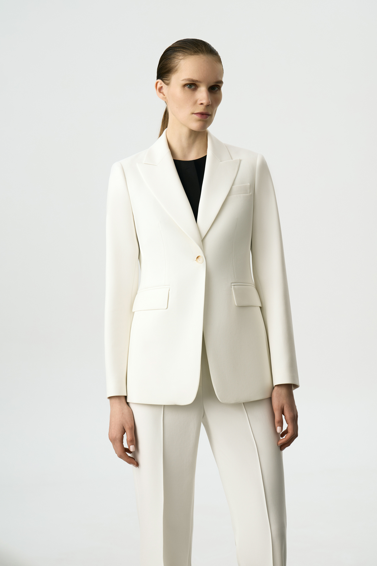 Жакет однобортный белый VASSA&Co, пол женский, цвет белый, фото №4