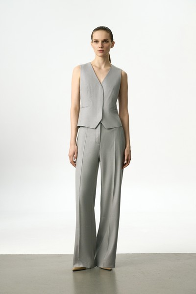 Жилет с принтом «гусиная лапка» VASSA&Co, пол женский, цвет серый, фото №2