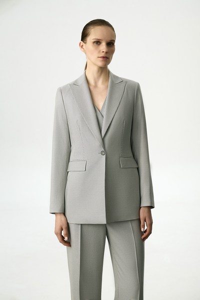 Жакет жемчужного цвета VASSA&Co, пол женский, цвет серый, фото №4