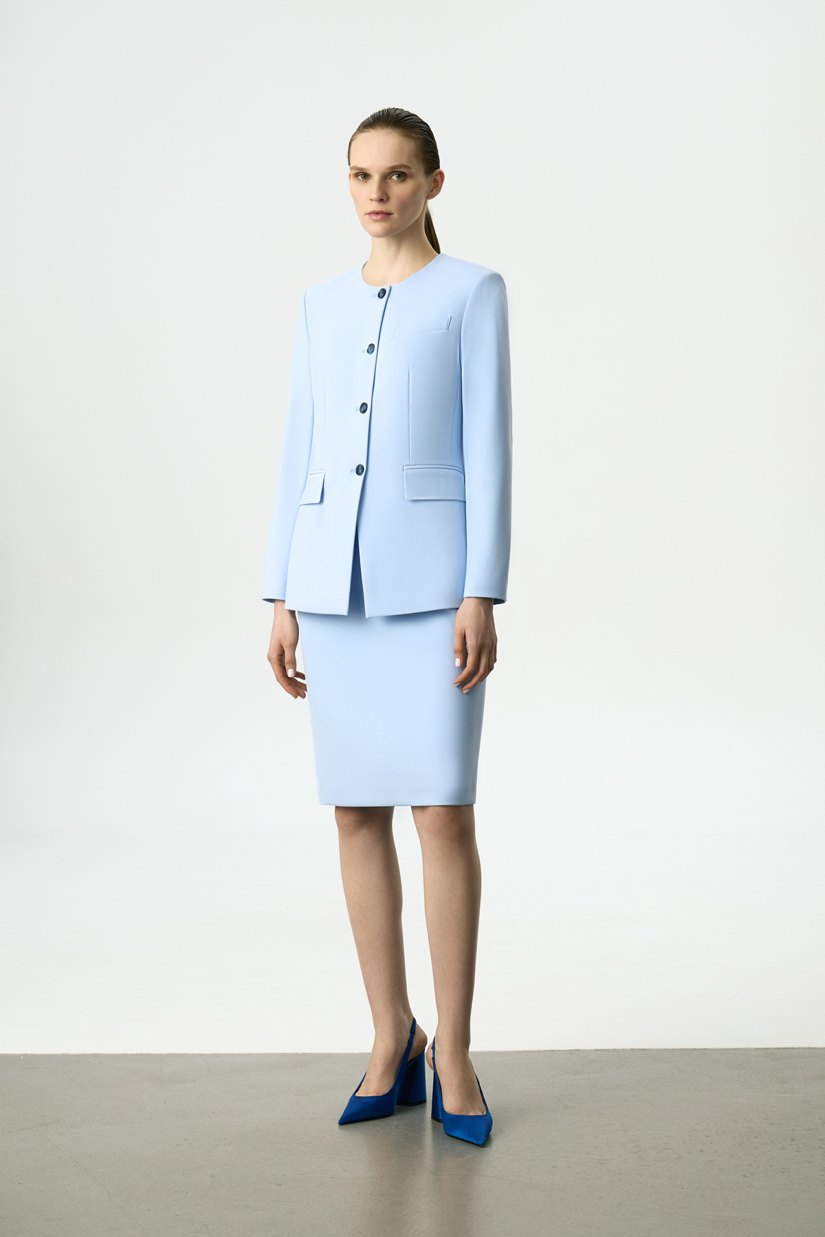 Жакет небесно-голубой VASSA&Co, пол женский, цвет голубой, фото №3