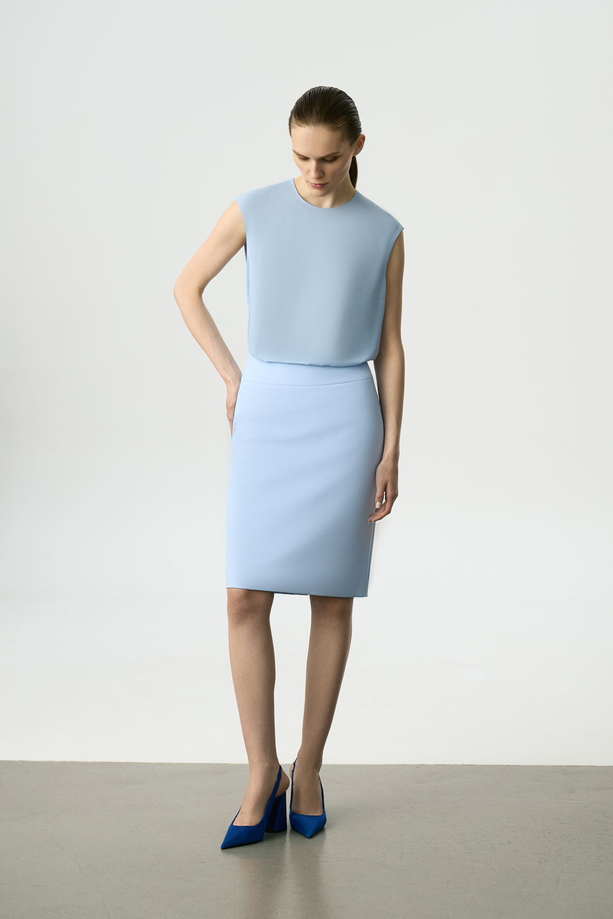 Блузка без рукавов VASSA&Co, пол женский, цвет синий, фото №6