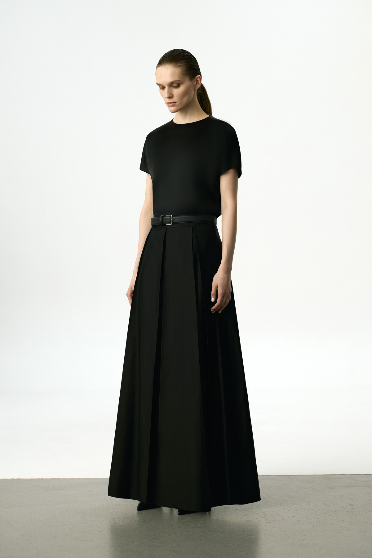 Юбка-макси со складками VASSA&Co, пол female, цвет black, фото №6