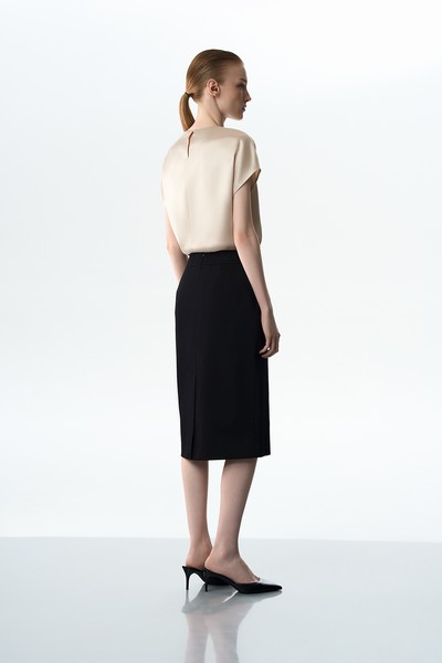 Юбка-карандаш черная VASSA&Co, пол женский, цвет черный, фото №3