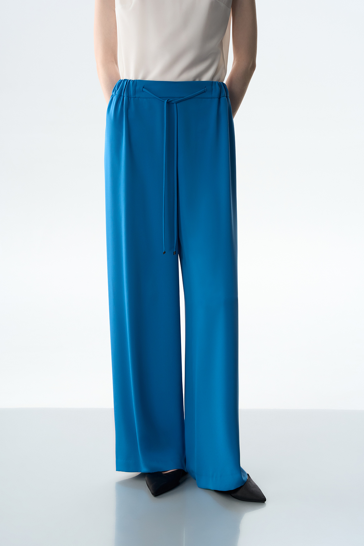 Брюки широкие VASSA&Co, пол женский, цвет синий, фото №6