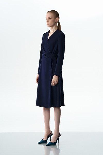 Платье с поясом VASSA&Co, пол женский, цвет синий, фото №3