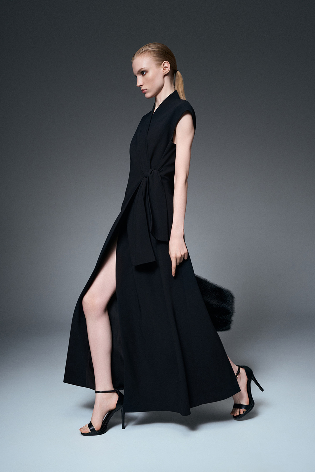 Платье-макси черное VASSA&Co, пол женский, цвет черный, фото №3