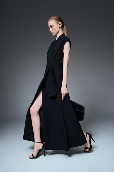 Платье-макси черное VASSA&Co, пол женский, цвет черный, фото №3