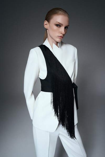 Жилет с бахромой VASSA&Co, пол женский, цвет черный, фото №5