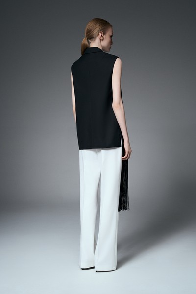 Жилет удлиненный с бахромой VASSA&Co, пол женский, цвет черный, фото №4