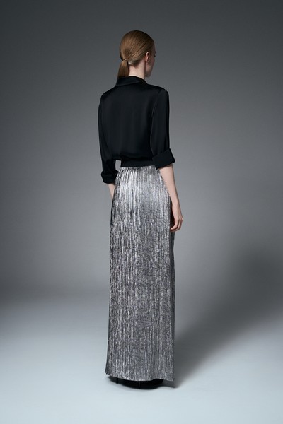 Юбка-макси из металлизированной ткани VASSA&Co, пол женский, цвет серый, фото №5