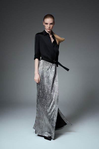 Юбка-макси из металлизированной ткани VASSA&Co, пол женский, цвет серый, фото №3