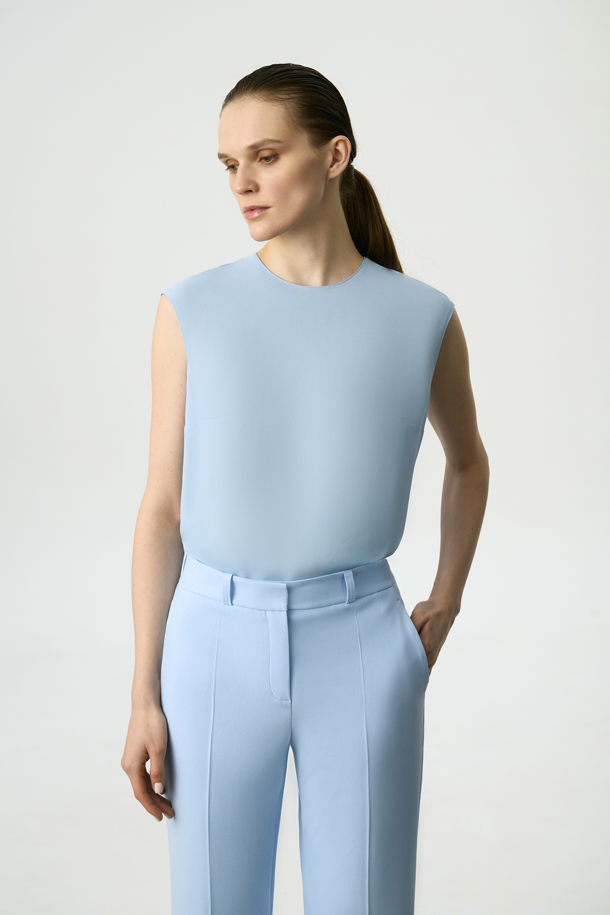 Блузка без рукавов VASSA&Co, пол женский, цвет синий, фото №3