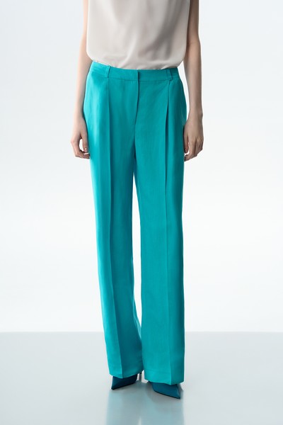 Брюки бирюзовые VASSA&Co, пол женский, цвет голубой, фото №3