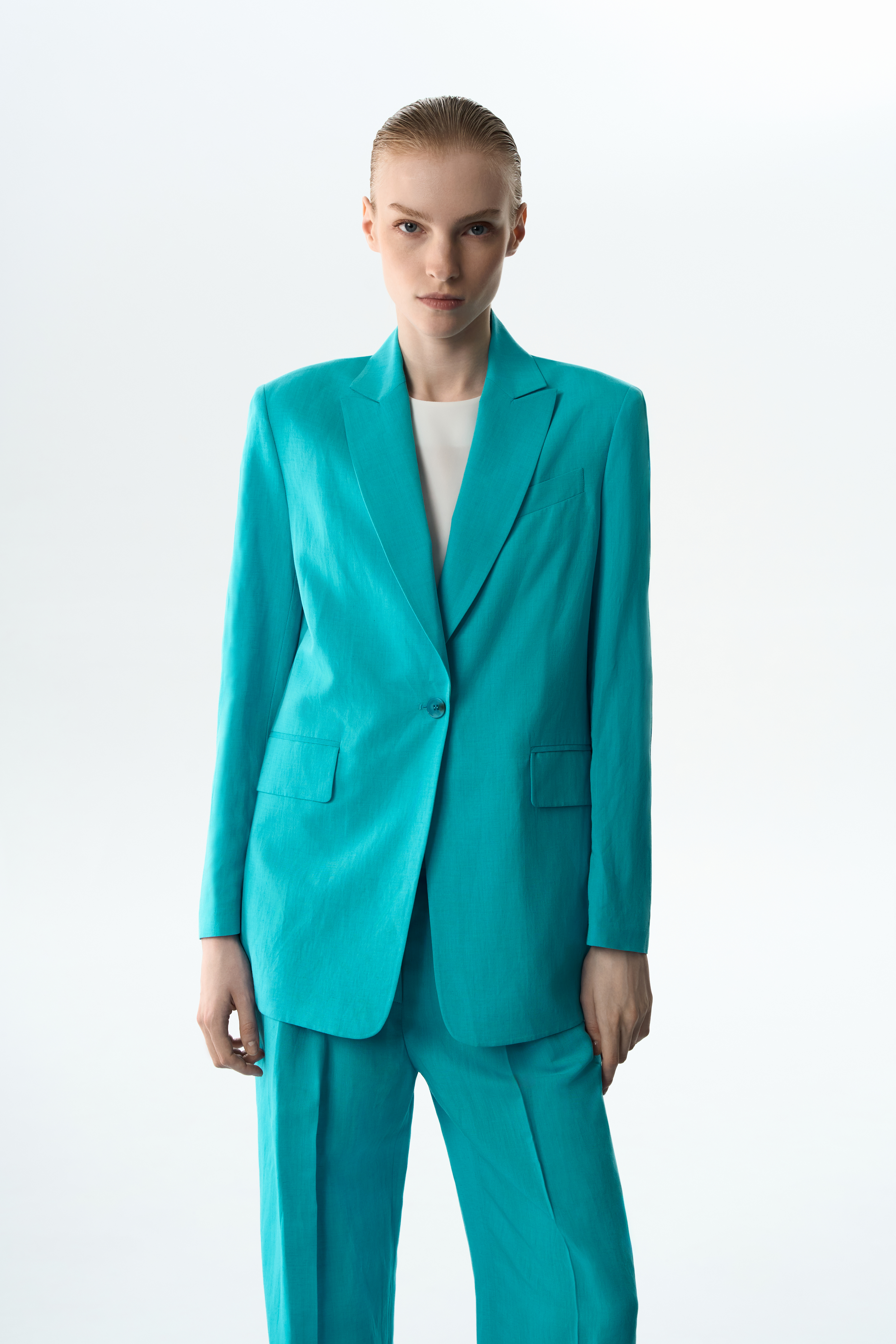 Жакет бирюзовый VASSA&Co, пол женский, цвет голубой, фото №2